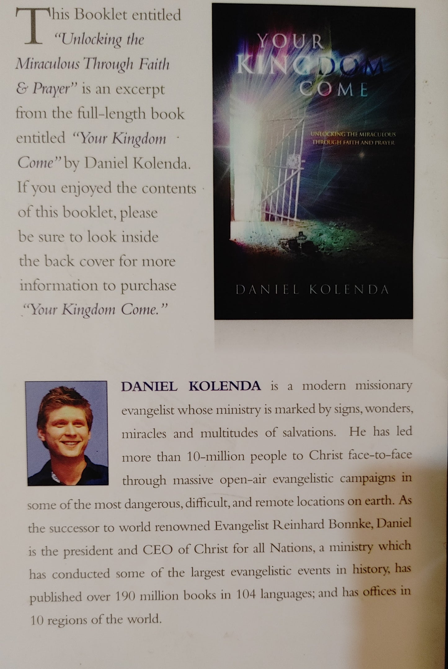 UNLOCKING the MIRACULOUS through FAITH and PRAYER - Daniel Kolenda