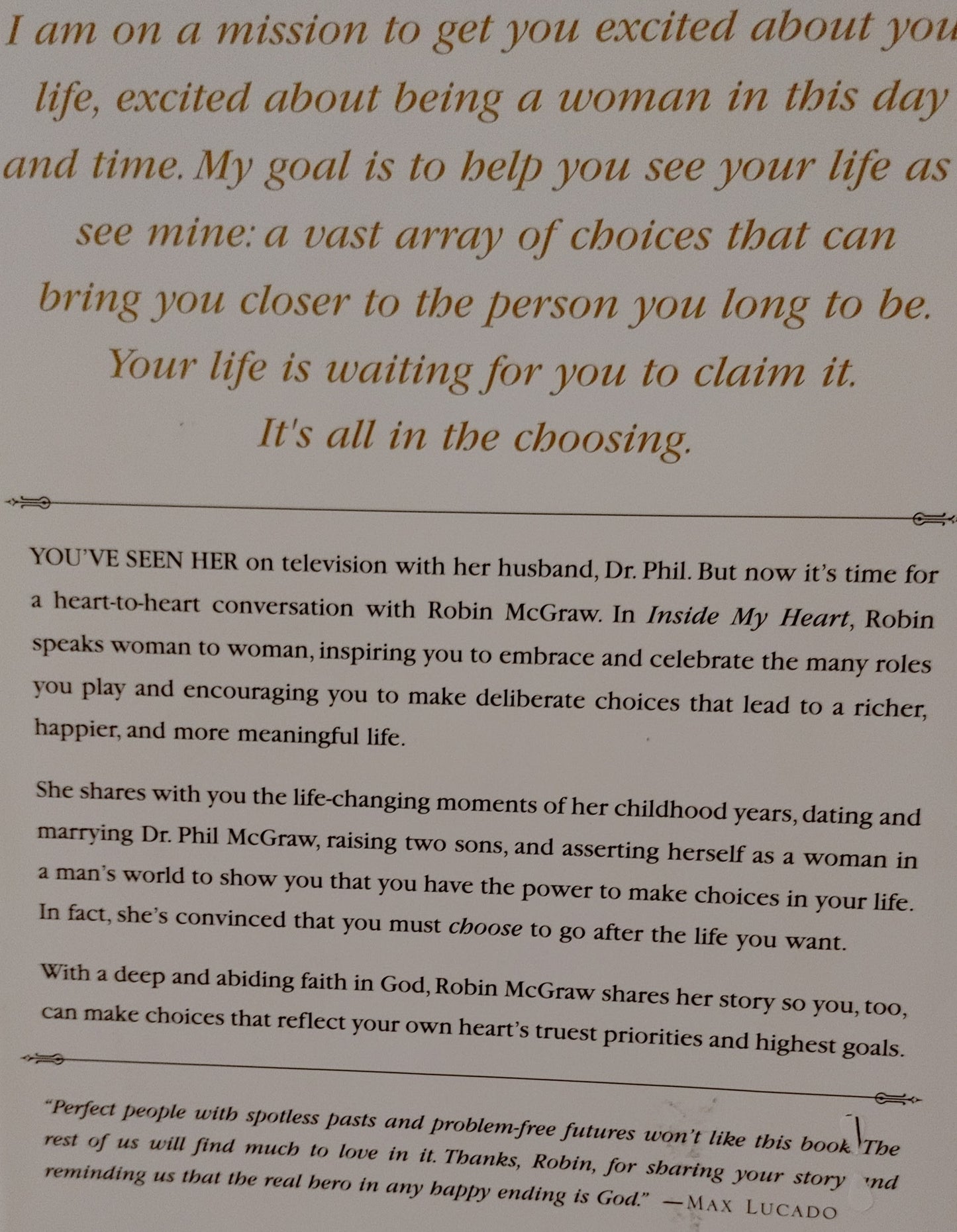 Inside My Heart-Robin Mcgraw #1 New York Times Bestseller