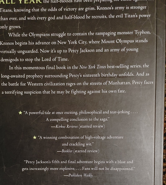Percy Jackson and the Olympians -The Last Olympians V- Rick Riordan  NY Times Best Selling Series