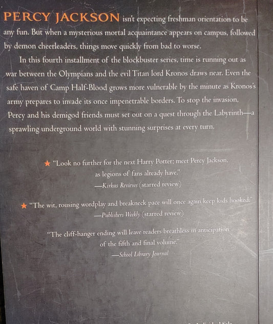 Percy Jackson and the Olympians - The Battle of the Labyrinth IV - Rick Riordan - NY Times Best Selling Series