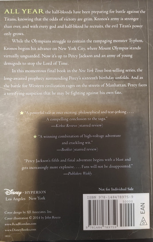 Percy Jackson and the Olympians - The Last Olympian V- Rick Riordan  New York  Best Selling Series