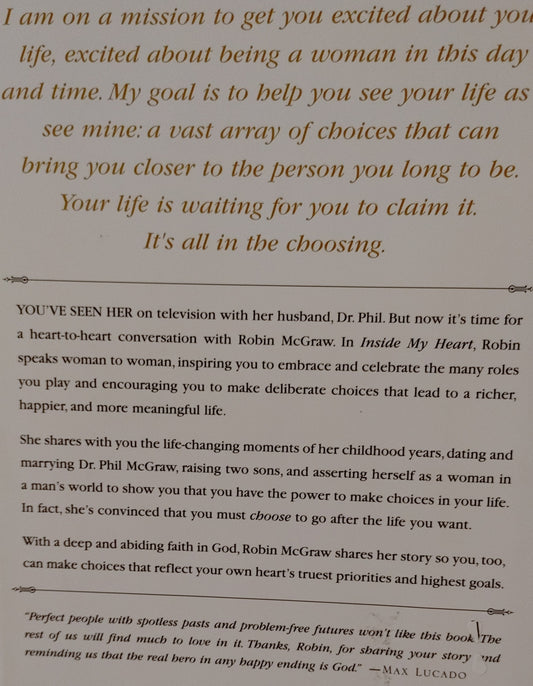 Inside My Heart-Robin Mcgraw #1 New York Times Bestseller