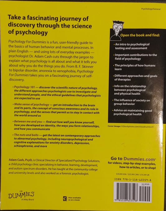 Psychology For Dummies - Adam Cash, PsyD