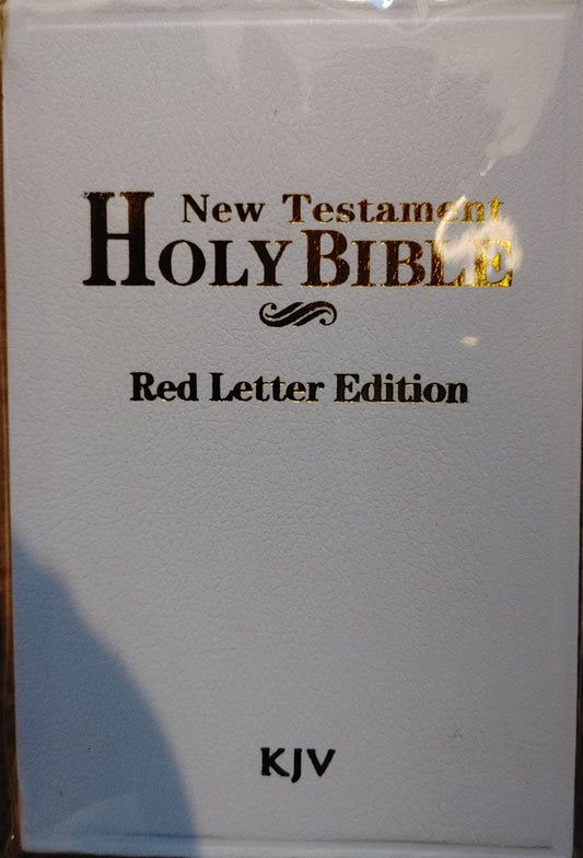 New Testament Holy Bible KJV Red Letter Edition - White Pocket Size